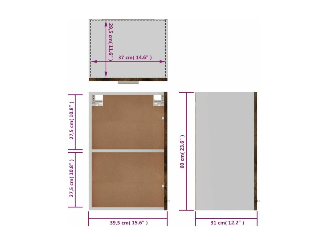 Vente Unique Armoire Suspendue "Lyon" Chêne Marron 39 5x31x60 Cm