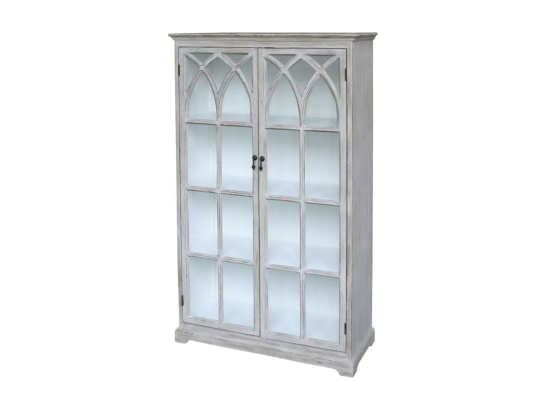 Vente Unique Armoire Vitrine En Bois De Sapin Et Verre 90 X 37 X 154 Cm