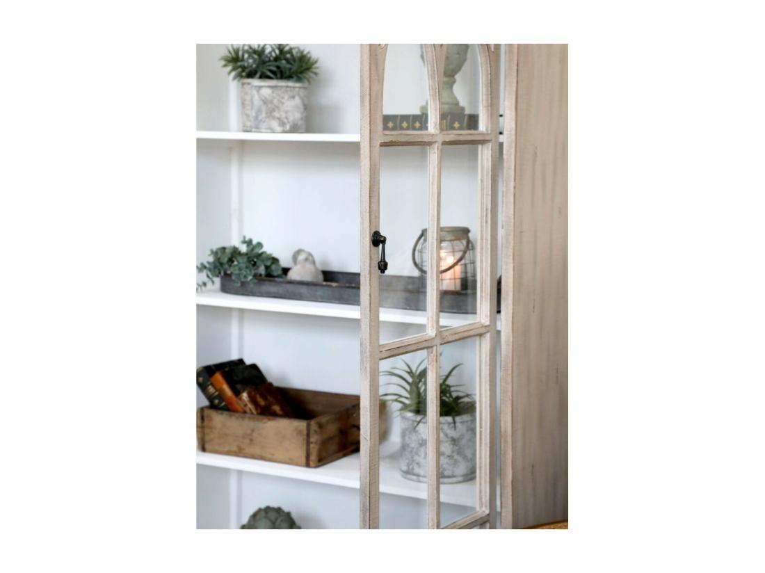 vente unique Armoire vitrine en bois de sapin et verre 90 x 37 x 154 cm