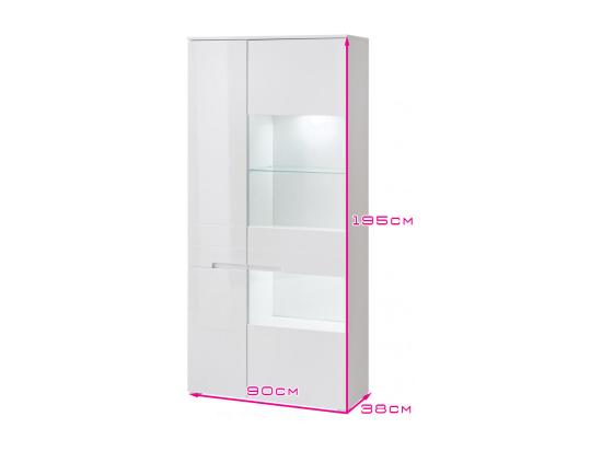 vente unique Armoire Vitrine LED bibliothèque 90 cm commode SENCIA Blanc Laqué