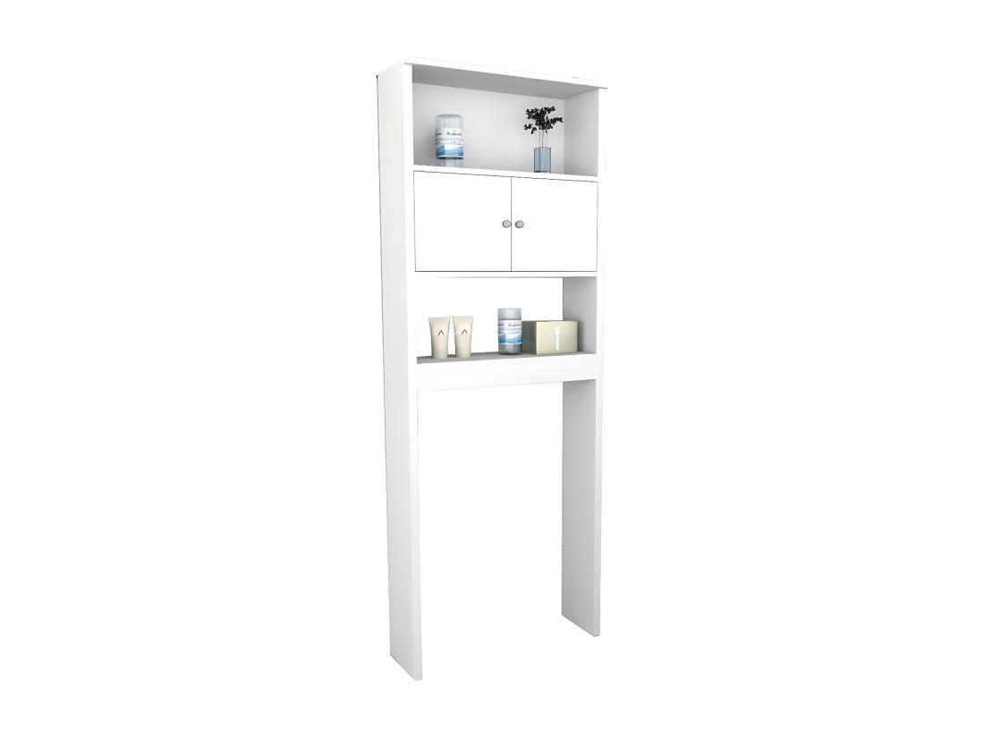 vente unique Armoire WC 2 Portes Blanches 2 Niches L 65 H 175 P 22 cm