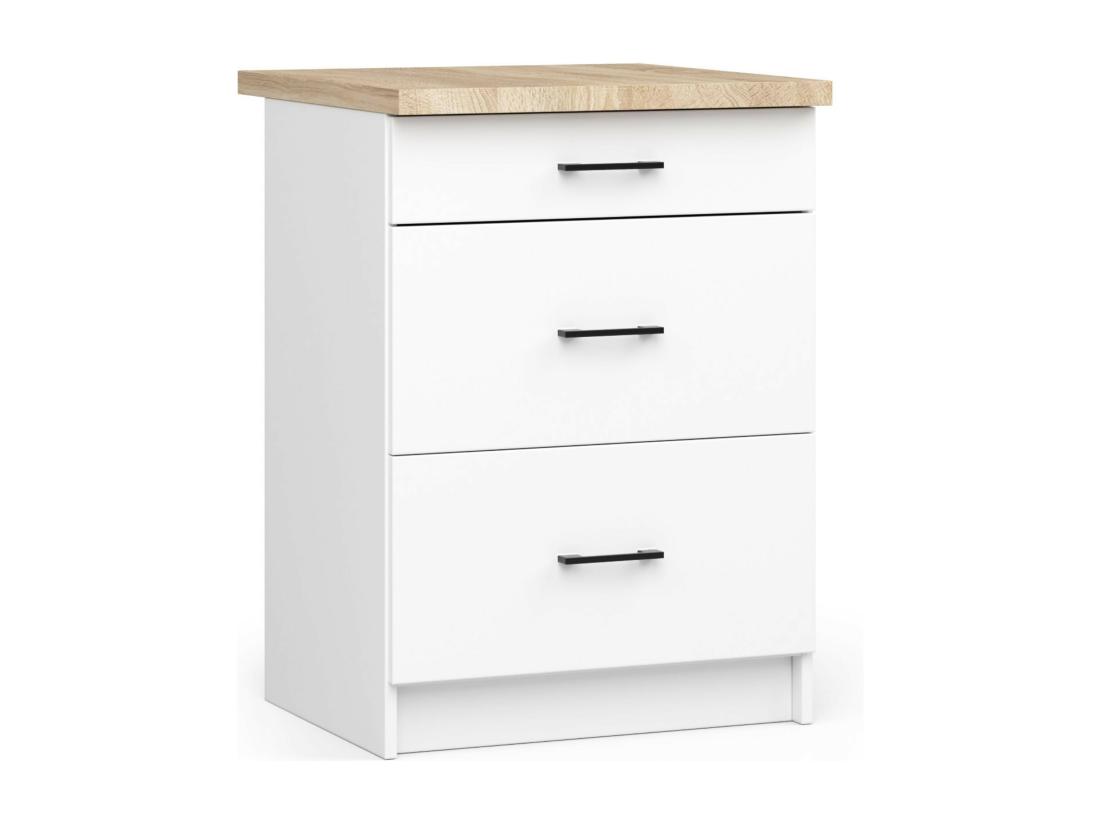 vente unique Armoires de cuisine basse AKORD S60 OLIWIA Blanc 60 cm 3 tiroirs façade Blanche 60x46x85 cm