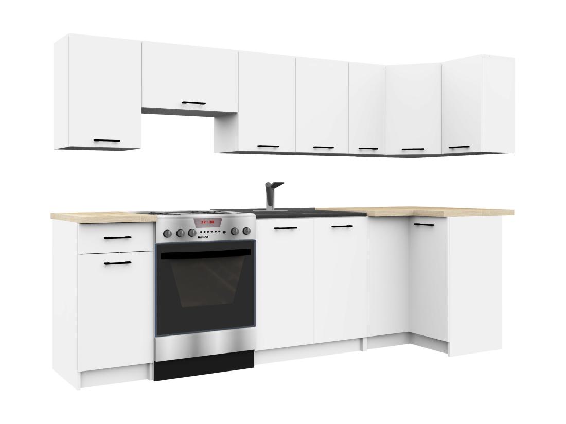 Vente Unique Armoires De Cuisine Haute AKORD W30 OLIWIA Blanc 30 Cm 1 Porte Façade Blanche 2 étagères 30x30x58 Cm