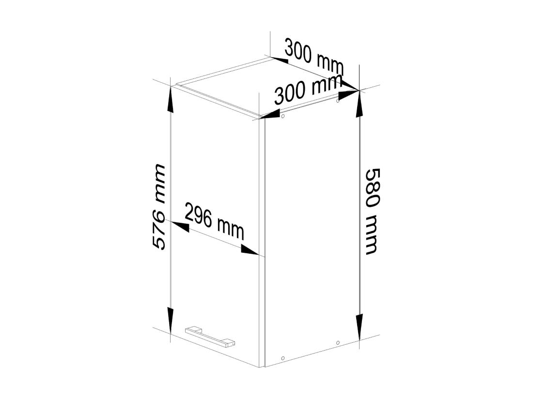 Vente Unique Armoires De Cuisine Haute AKORD W30 OLIWIA Blanc 30 Cm 1 Porte Façade Blanche 2 étagères 30x30x58 Cm