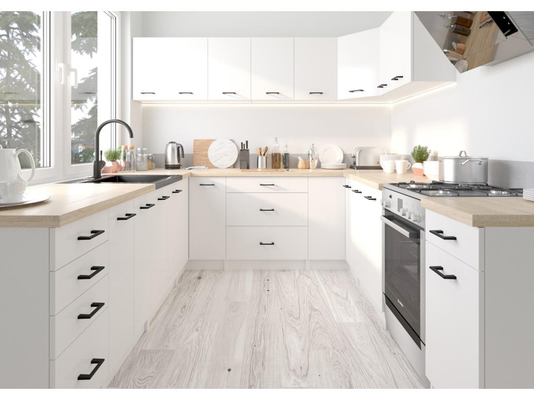 Vente Unique Armoires De Cuisine Haute AKORD W30 OLIWIA Blanc 30 Cm 1 Porte Façade Blanche 2 étagères 30x30x58 Cm