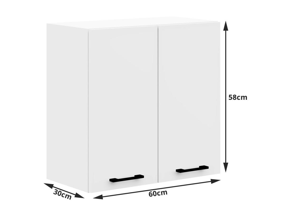 Vente Unique Armoires De Cuisine Haute AKORD W60 OLIWIA Blanc 60 Cm 2 Portes Façade Blanche 2 étagères 60x30x58 Cm