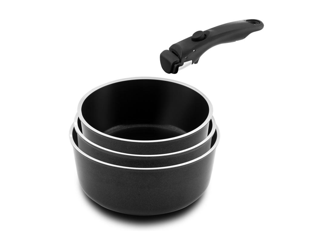 Vente Unique Arom - Série 3 Casseroles 16 18 Et 20 Cm Avec Poignée Amovible