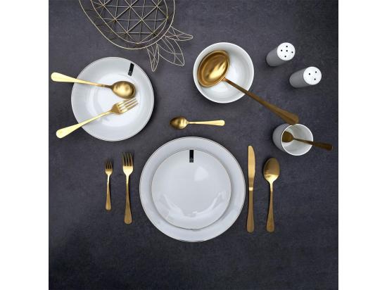 Vente Unique Assiette En Porcelaine Avec Liseré Doré (Lot De 6) Assiettes Plates - 20 Cm
