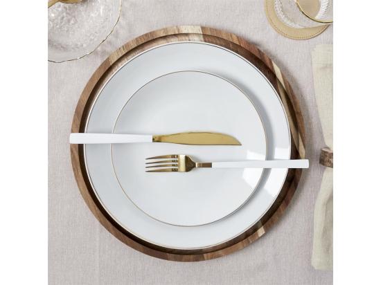 vente unique Assiette en porcelaine avec liseré doré (Lot de 6) Assiettes plates - 20 cm