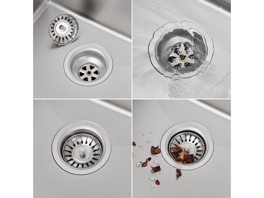 vente unique Auralum max Évier de Cuisine 1 Bac 60*44*20CM Évier 1 Cuve en Acier inoxydable 304 Évier à Encastrer/sous-plan avec Panier de Drainage Nano Silver