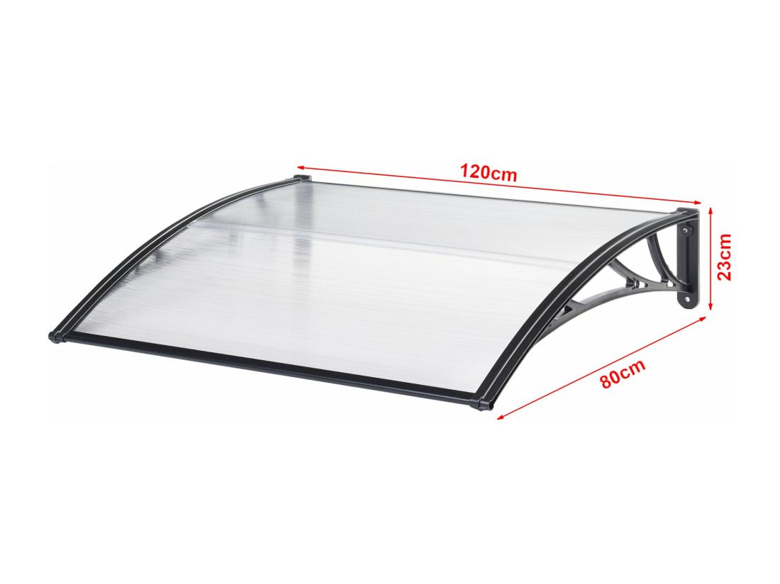 Vente Unique Auvent De Porte D'entrée Noire 120 X 80 X 23 Cm 03_0006385