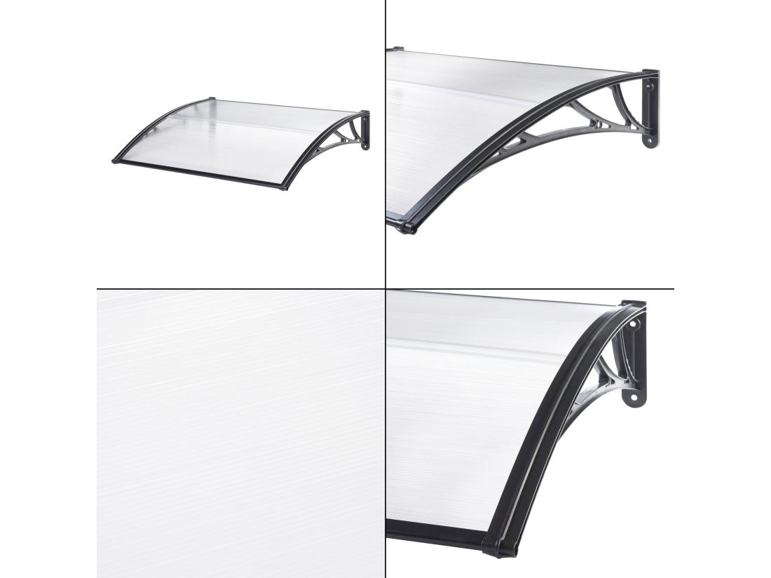 Vente Unique Auvent De Porte D'entrée Noire 120 X 80 X 23 Cm 03_0006385