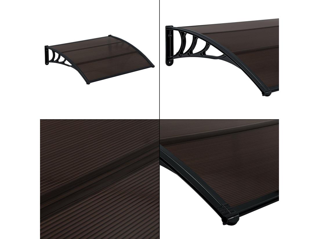 vente unique Auvent de porte d'entrée polycarbonate marron 120 x 100 x 0.5 cm 03_0004666