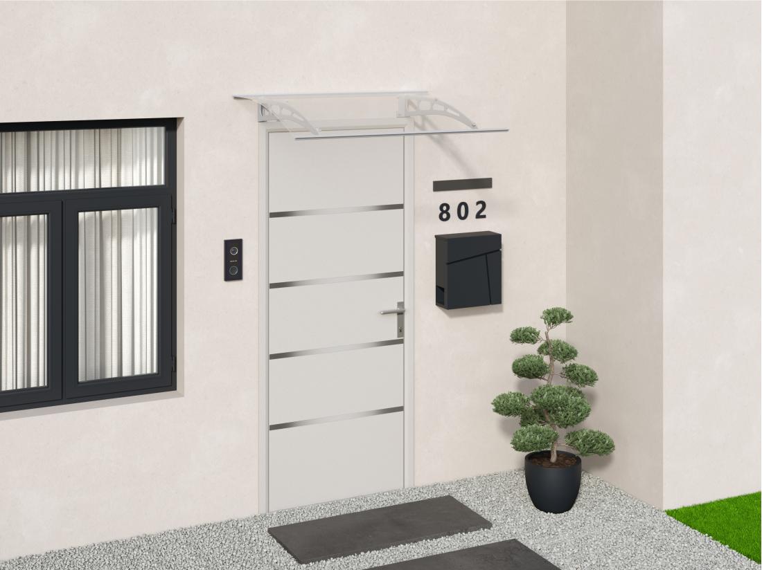 vente unique Auvent de porte en aluminium 120 x 90 cm courbé NEONA