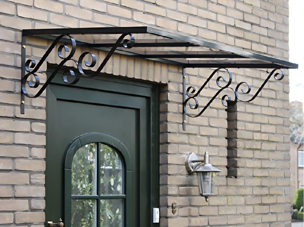 Vente Unique Auvent De Porte En Aluminium L120 X L80 Cm Incliné AMBAN