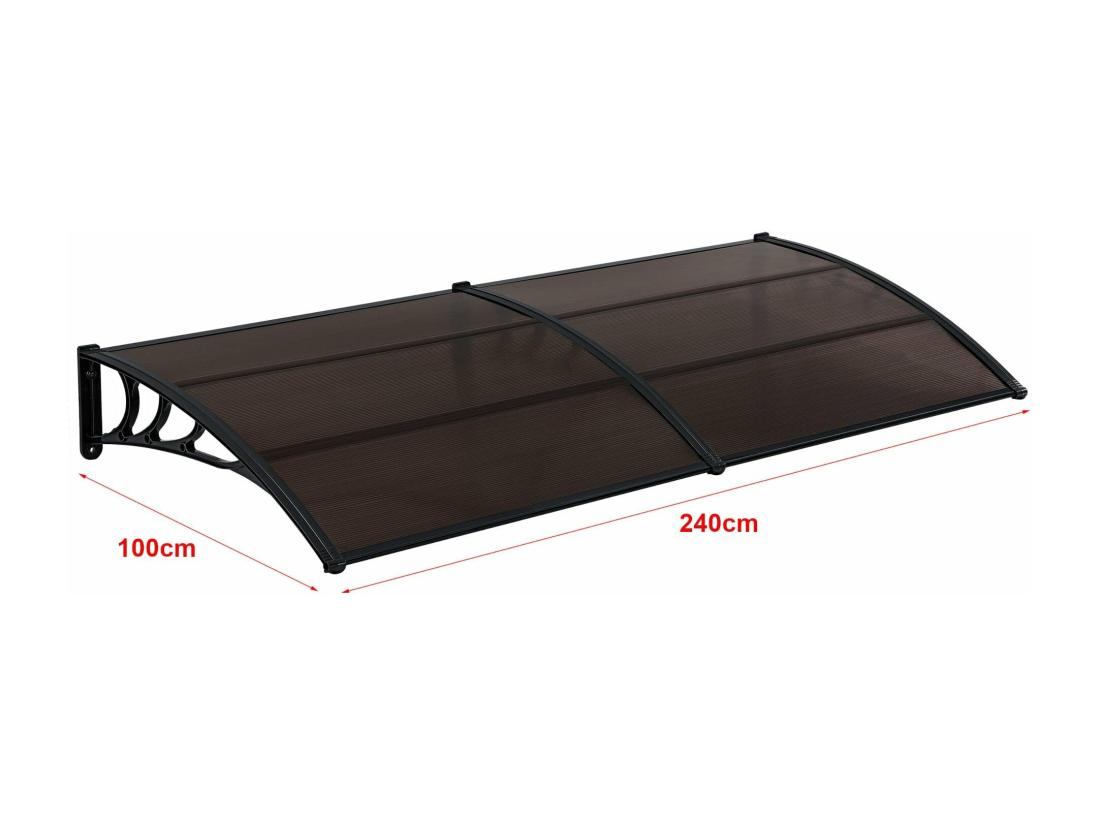 Vente Unique Auvent De Porte Marquise Polycarbonate Marron 240 X 100 X 100 Cm 03_0004672