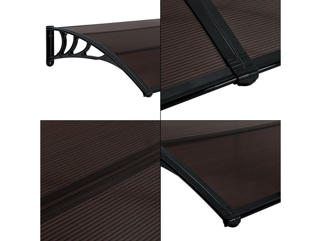 Vente Unique Auvent De Porte Marquise Polycarbonate Marron 240 X 100 X 100 Cm 03_0004672