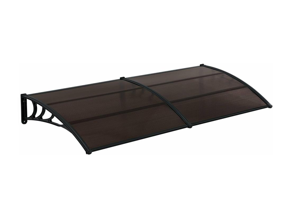 vente unique Auvent de porte marquise polycarbonate marron 240 x 100 x 100 cm 03_0004672