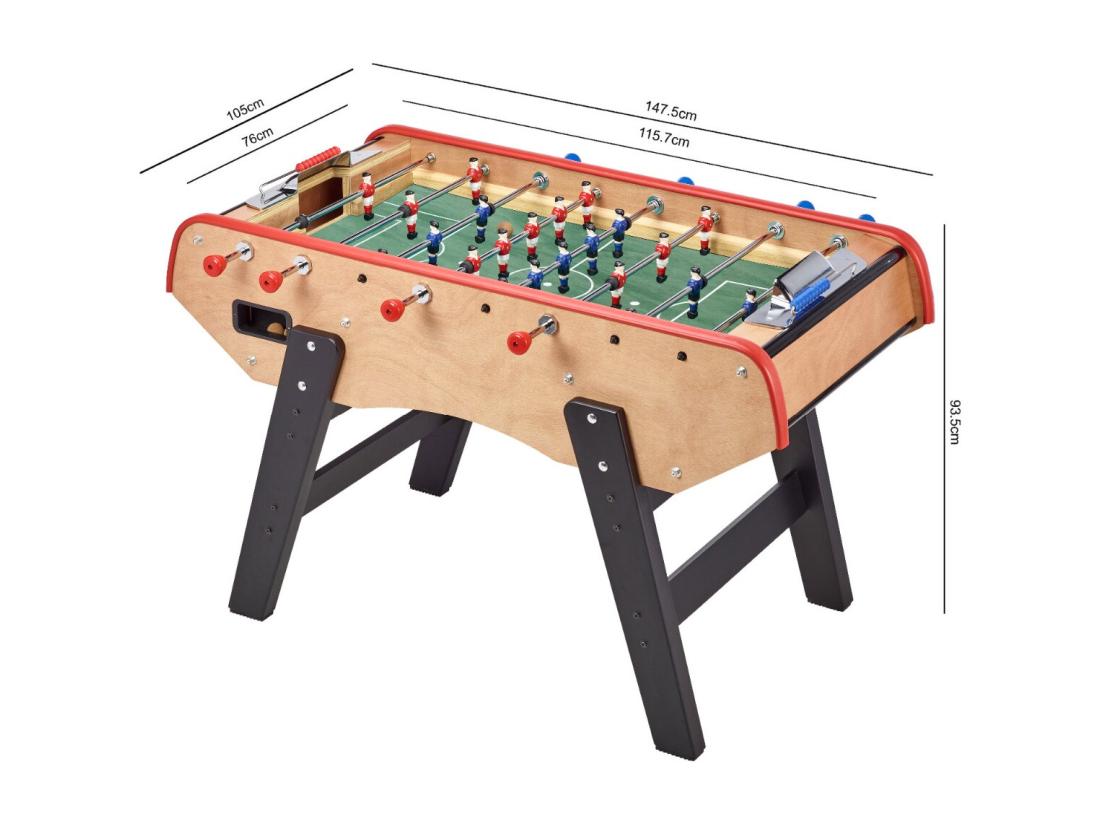 Vente Unique Baby-foot Adulte Luxe En Bois - Barres Télescopiques - 2 à 4 Joueurs - 3 Balles Liège Inclues