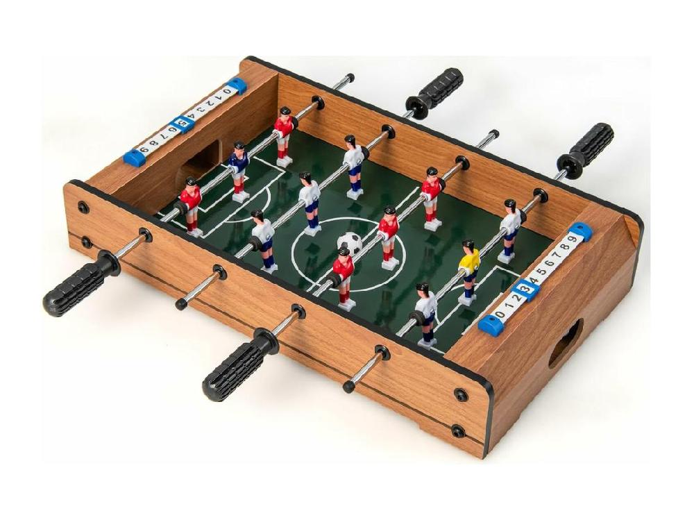 Vente Unique Baby-Foot En Bois Avec Poignée Durable Table De Jeu Avec 2 Ballons Coins Arrondis Jouets Pour Adulte Et Enfant Pour Fête Bar Salle De Jeux 51 X 30 5 X 9 Cm