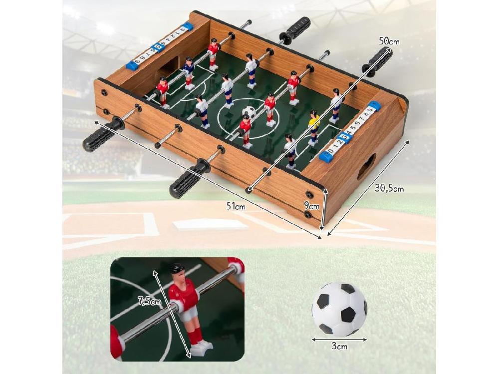 Vente Unique Baby-Foot En Bois Avec Poignée Durable Table De Jeu Avec 2 Ballons Coins Arrondis Jouets Pour Adulte Et Enfant Pour Fête Bar Salle De Jeux 51 X 30 5 X 9 Cm