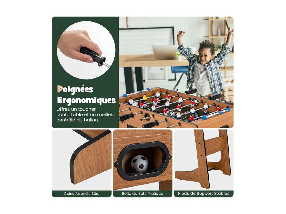 vente unique Baby-Foot Pliable en Bois avec Poignée Durable & 18 Joueurs Table de Jeu sur Pieds avec 2 Ballons Jouets pour Adulte et Enfant pour Fête Bar ou Voyage 69x36x71 cm…