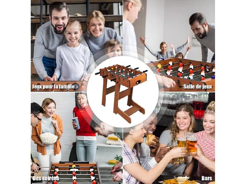 Vente Unique Baby-Foot Pliable Table De Jeu De Football Avec 2 Balles Pour Adultes Et Enfants à Partir De 3 Ans 70 X 36 X 59 CM