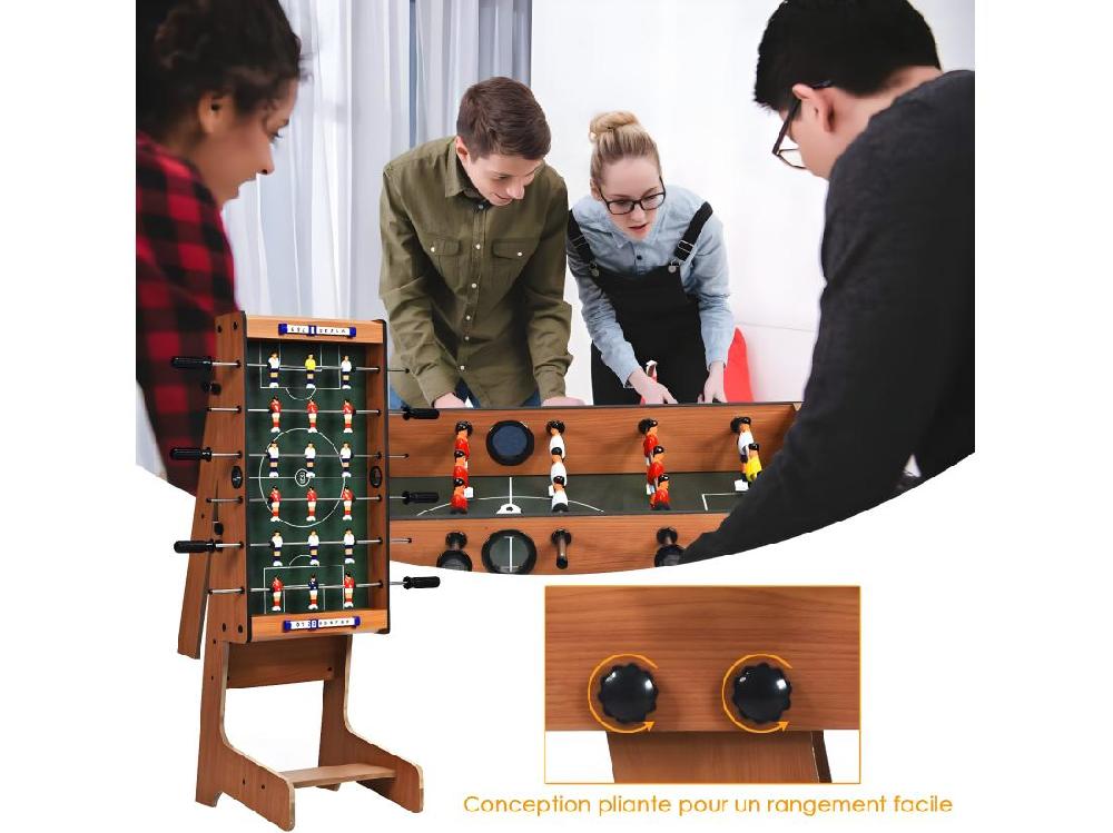 Vente Unique Baby-Foot Pliable Table De Jeu De Football Avec 2 Balles Pour Adultes Et Enfants à Partir De 3 Ans 70 X 36 X 59 CM