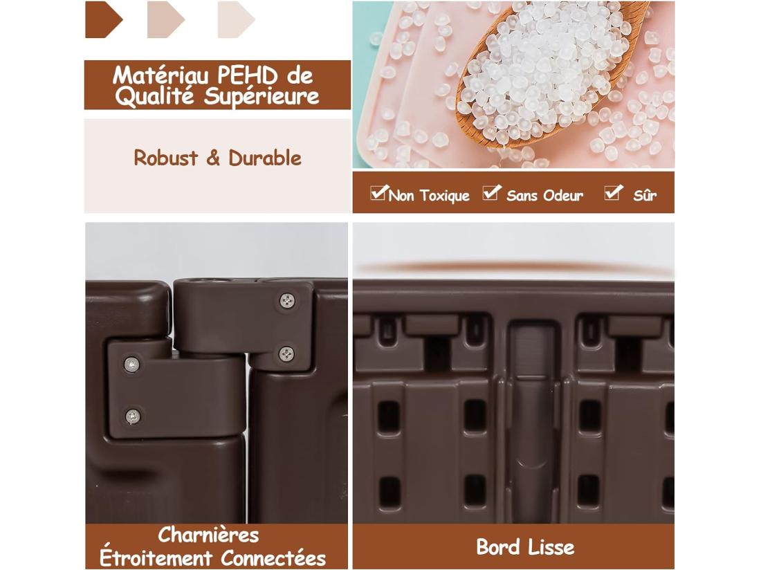 Vente Unique Bac à Sable Enfant Rond 120x120x21 Cm En Plastique Avec Couvercle Etanche Bâche Intégrée Sièges Doublure Inférieure Marron