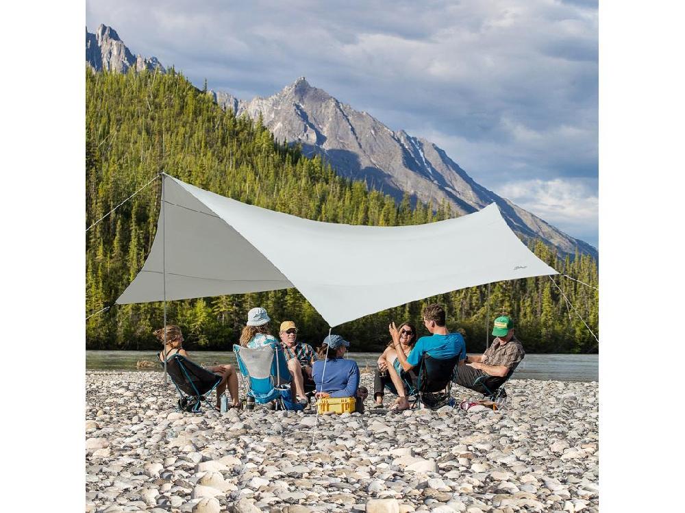 vente unique Bâche anti-pluie voile d'ombrage toile de camping 5 6L x 5 5l m polyester haute densité 190T imperméable gris