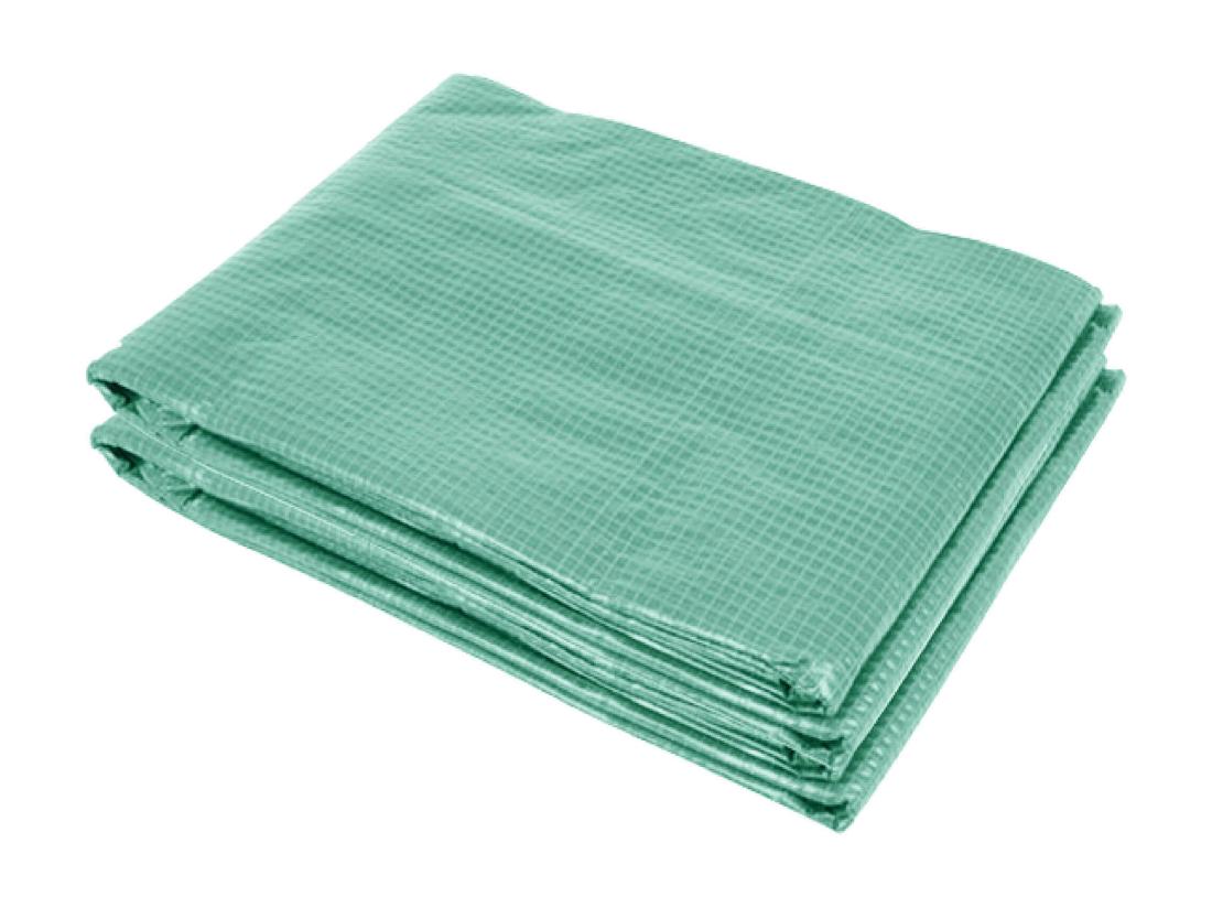 Vente Unique Bâche De Rechange Serre Tunnel 6 M² Bâche Dim. 3L X 2l X 2H M PE Anti-UV Imperméable 6 Fenêtres + Porte Enroulable Zippée Vert