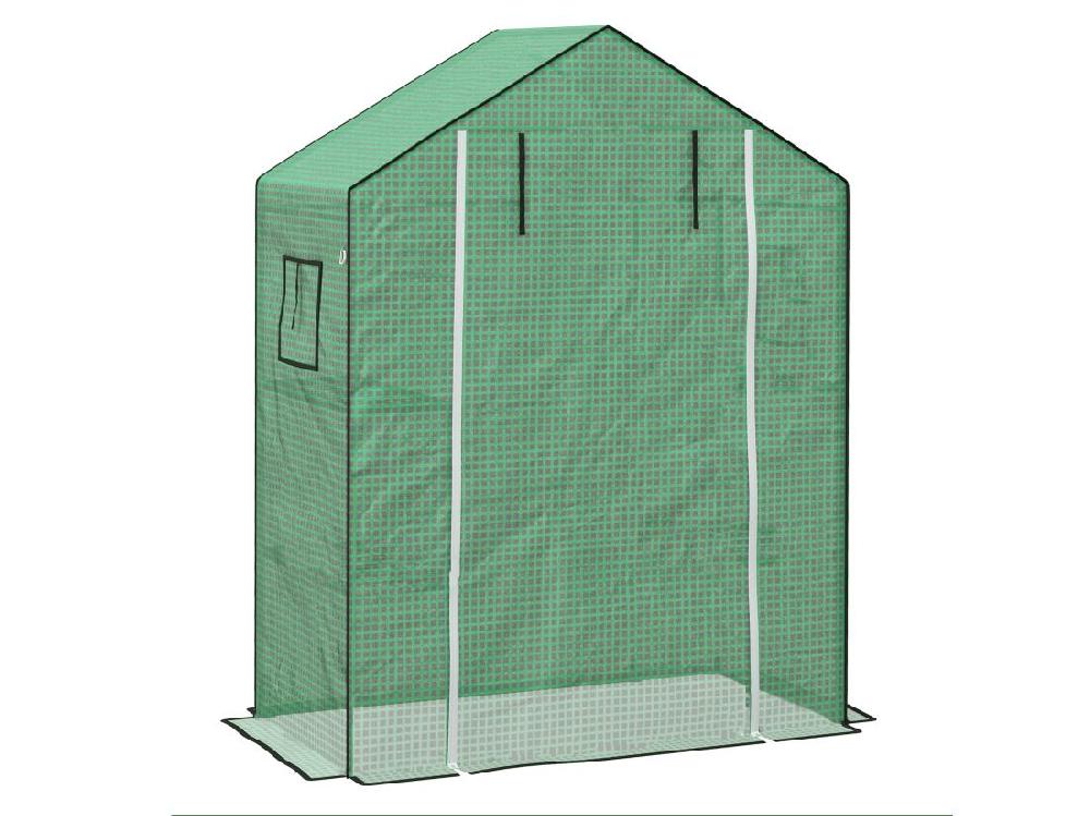 vente unique Bâche de remplacement serre de jardin dim. 140L x 73l x 190H cm - 2 fenêtres porte zippée enroulable - PE anti-UV imperméable vert