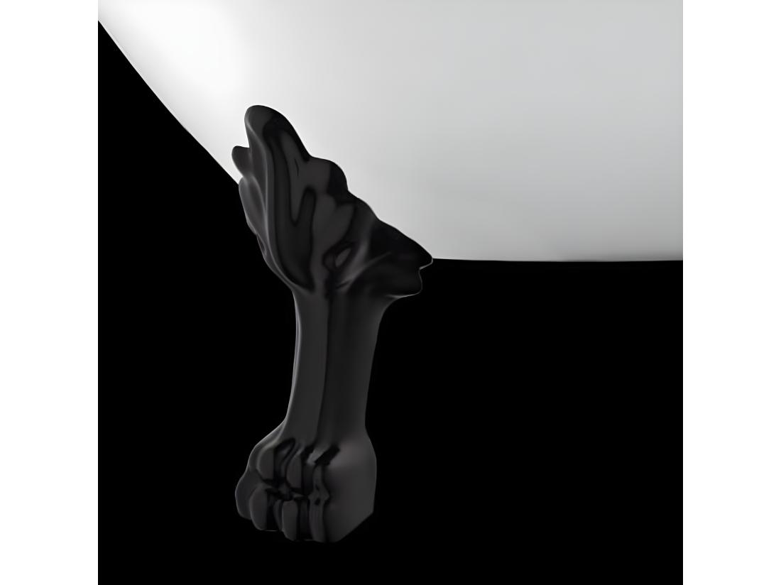 vente unique Baignoire ancienne rétro sur pieds RICHMOND Blanche 155 cm Pieds de Lion Noirs