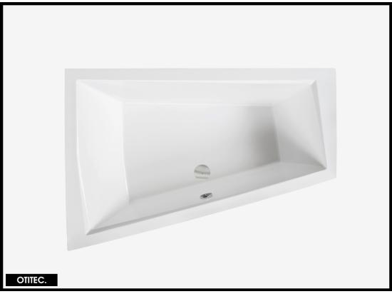 Vente Unique Baignoire Asymétrique Avec Tablier Noir - 180 X 125 Cm - GAUCHE - INTIMA DUO - 2 REPOSE-TÊTES OFFERTS