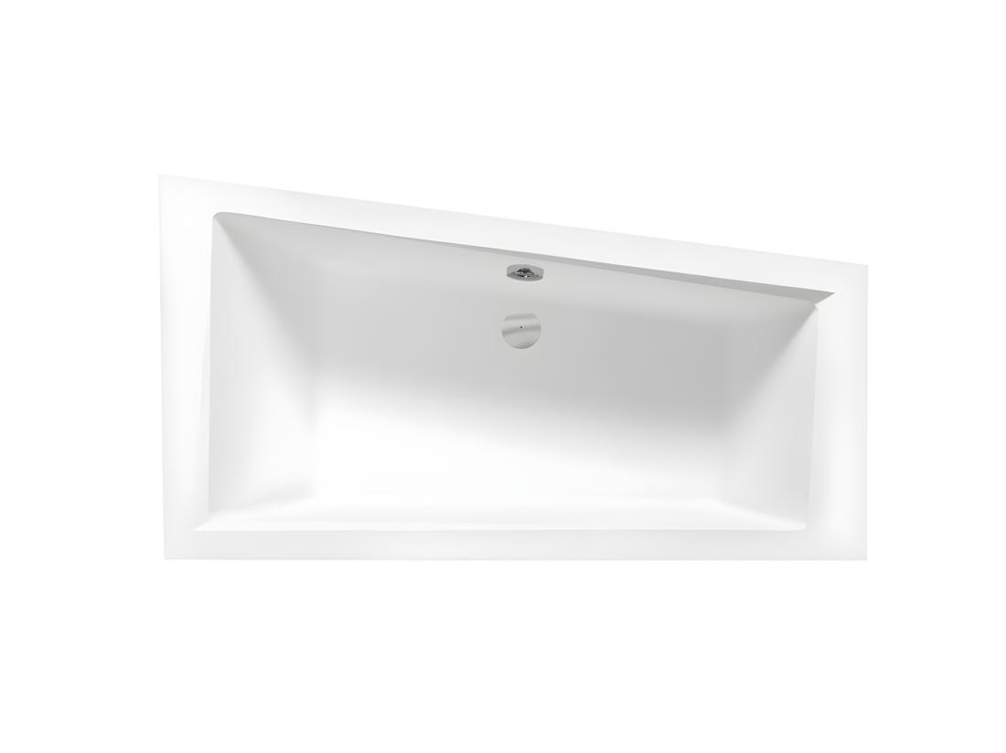 Vente Unique Baignoire Asymétrique + Tablier Blanc + Repose Tête - INTIMA - 160 X 90 Cm - Gauche