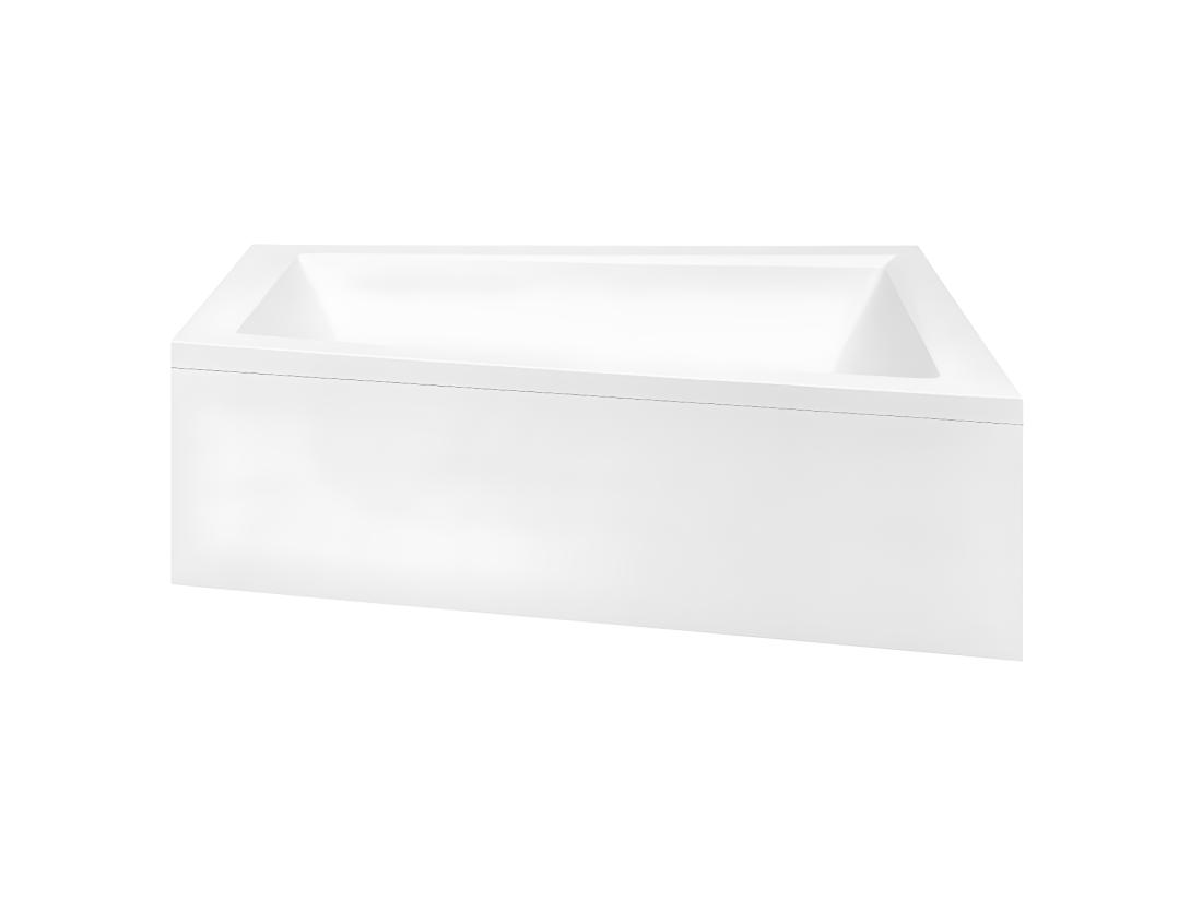 Vente Unique Baignoire Asymétrique + Tablier Noir + Repose Tête - INTIMA - 160 X 90 Cm - Droite