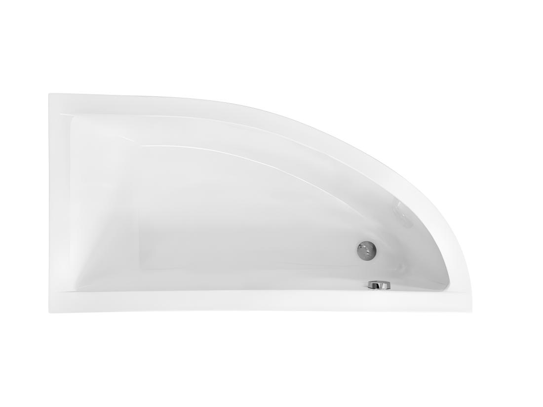 Vente Unique Baignoire Asymétrique + Tablier Noir + Repose Tête - PRAKTIKA - 150 X 70 Cm - Gauche