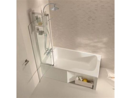 vente unique Baignoire bain douche JACOB DELAFON Malice + tablier baignoire + pare bain + étagère 170 x 90 v. gauche
