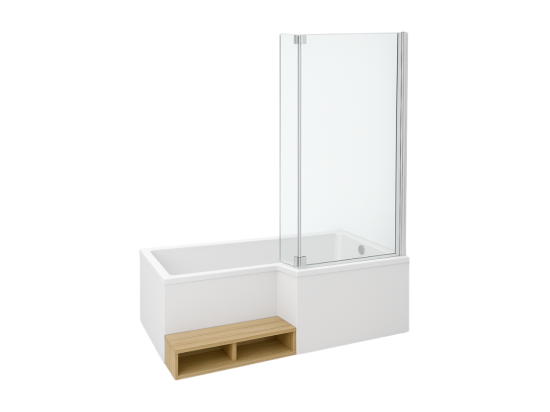 vente unique Baignoire bain douche JACOB DELAFON Neo 170 x 90 droite + pare bain + tablier + étagère