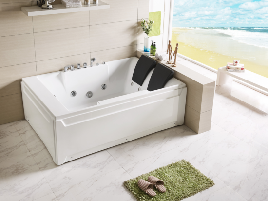 Vente Unique Baignoire Balnéo - 2 Places - 515 L - 182 X 122 X 62 Cm - Angle Droit - THALASSA