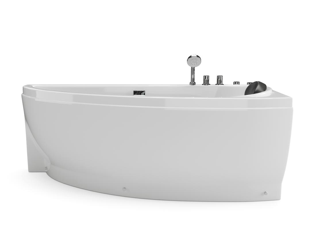 Vente Unique Baignoire Balnéo Asymétrique Blanche - 1 Place - 160 X 75 Cm - Angle Droit - TABANA