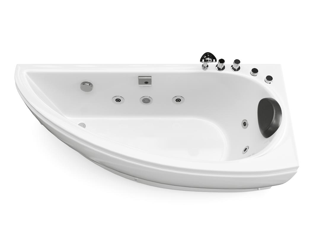 Vente Unique Baignoire Balnéo Asymétrique Blanche - 1 Place - 160 X 75 Cm - Angle Droit - TABANA