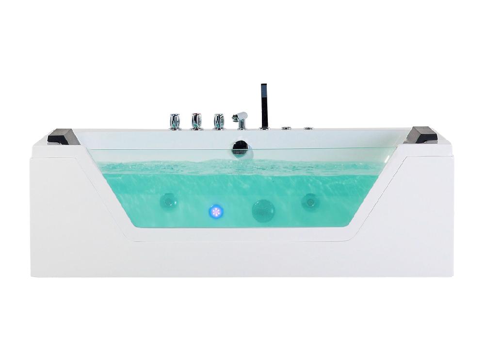 Vente Unique Baignoire Balnéo Blanche 153 X 71 Cm Avec LED SAMANA