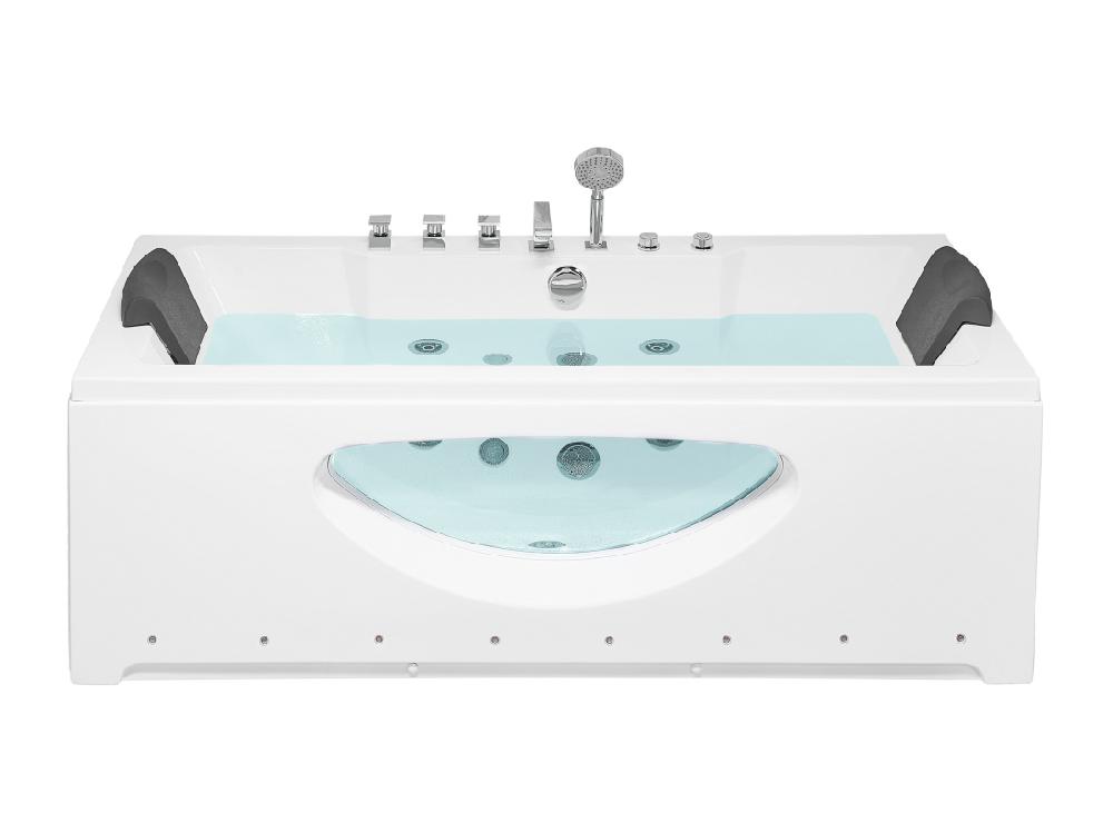 Vente Unique Baignoire Balnéo Blanche 180 X 80 Cm Avec LED HAWES