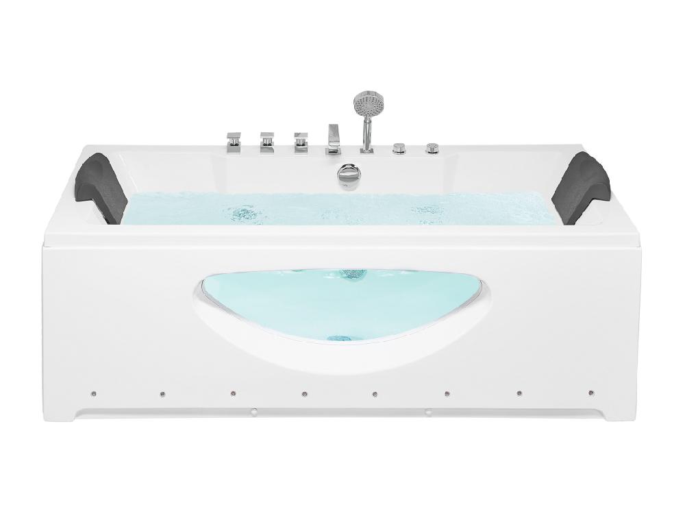 vente unique Baignoire balnéo blanche 180 x 80 cm avec LED HAWES