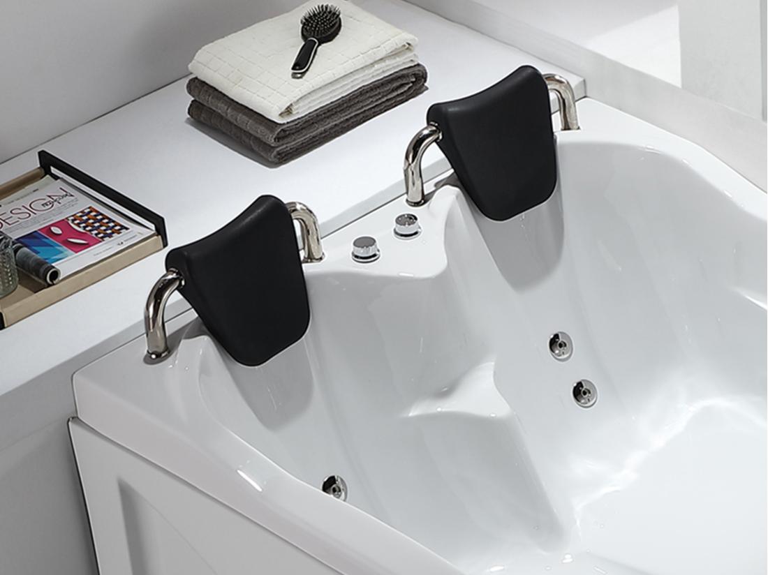 Vente Unique Baignoire Balnéo Blanche - 2 Places - 385 L - 181 X 121 X 65 Cm - Angle Gauche - RAFINA