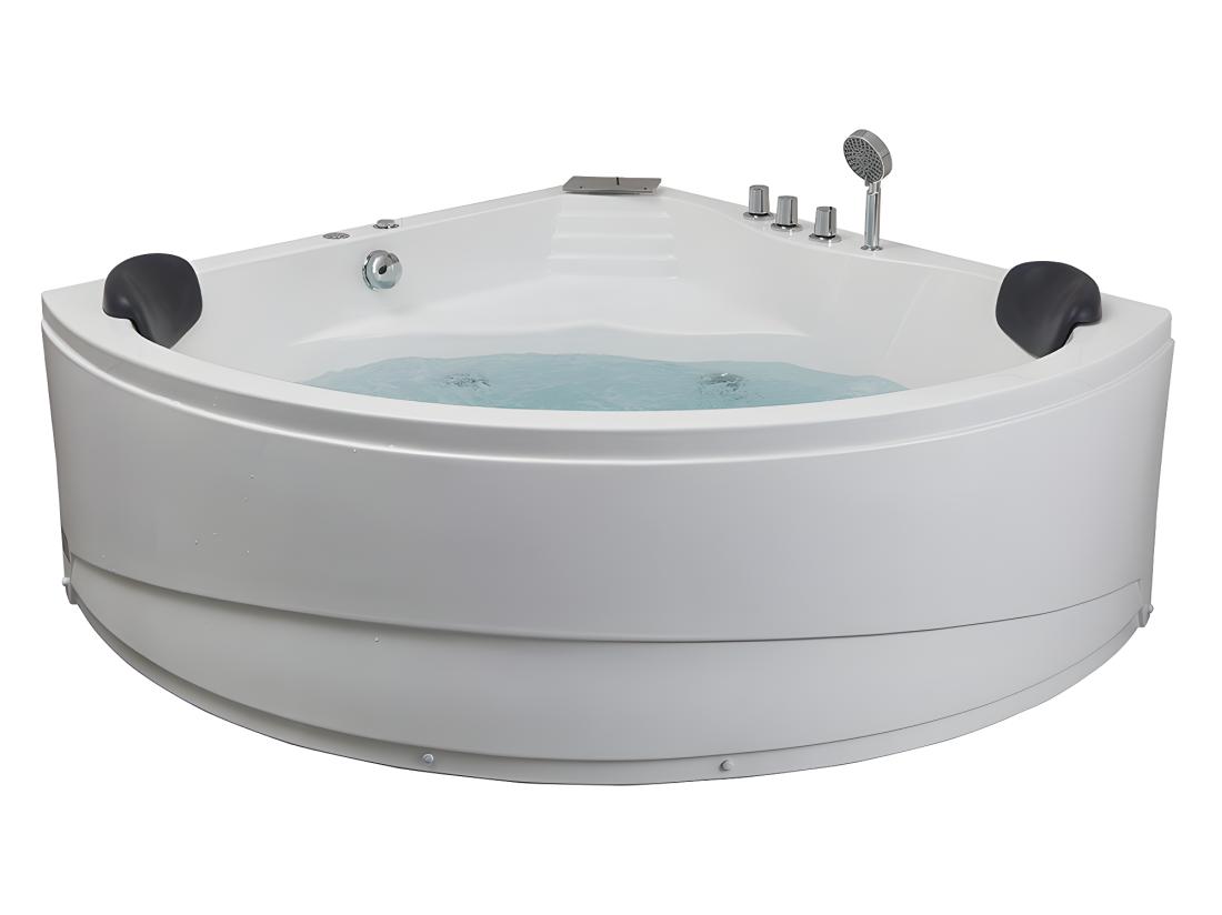 Vente Unique Baignoire Balnéo D'angle Avec Système De Cascade AGLENA - 2 Places - 350L - 150*150*60 Cm