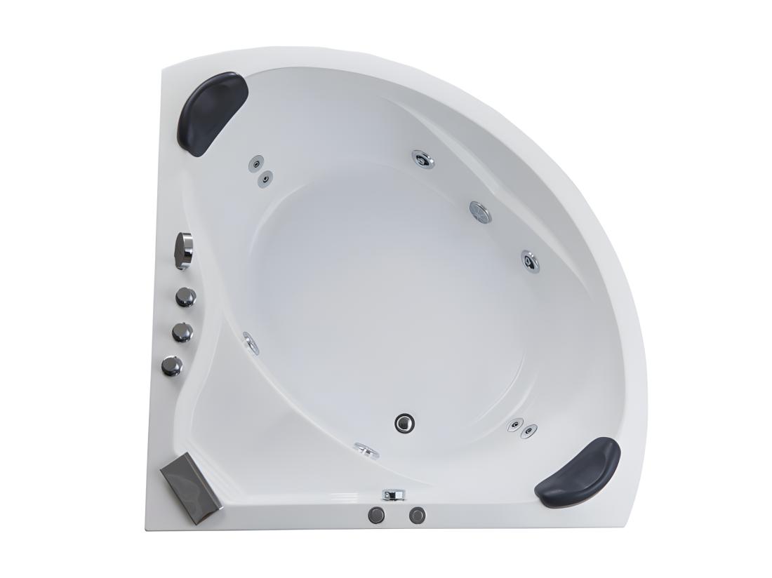 Vente Unique Baignoire Balnéo D'angle Avec Système De Cascade AGLENA - 2 Places - 350L - 150*150*60 Cm
