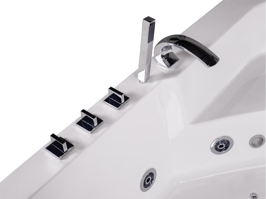 Vente Unique Baignoire Balnéo D'angle Vitrée ETHRA - 1 Place - 255 L - 150*150*57cm - Blanche