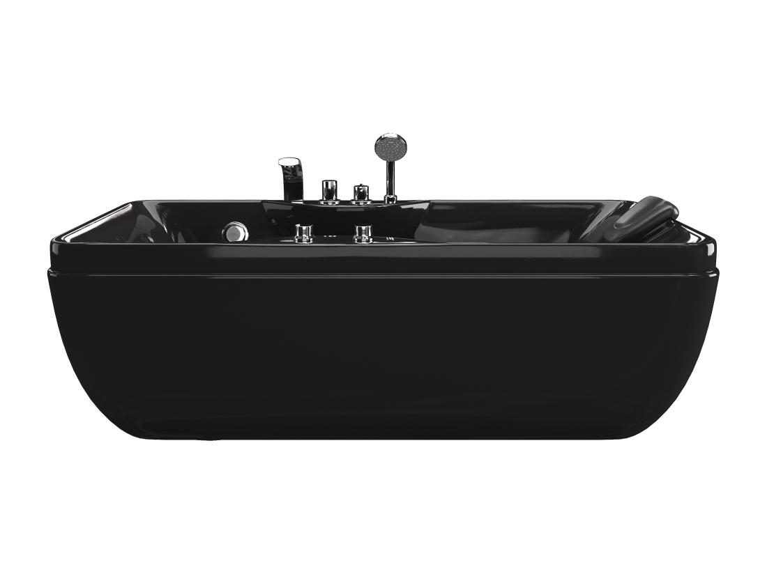 Vente Unique Baignoire Balnéo Noire - 1 Place - 140L - 150 X 75 X 54 5 Cm - Angle Gauche - GAVINO